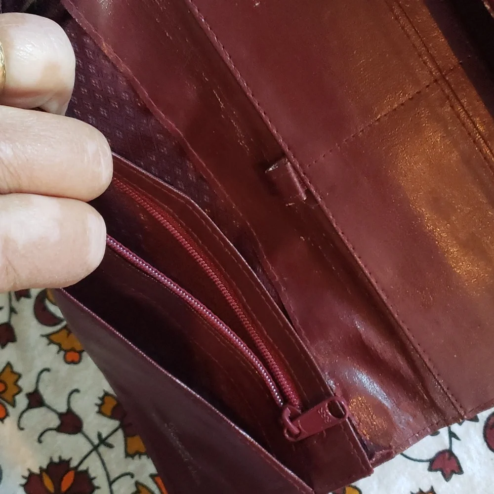 VTG Burgundy Genuine Eel Skin Long Clutch Wallet Soft Lux (BIN 005)